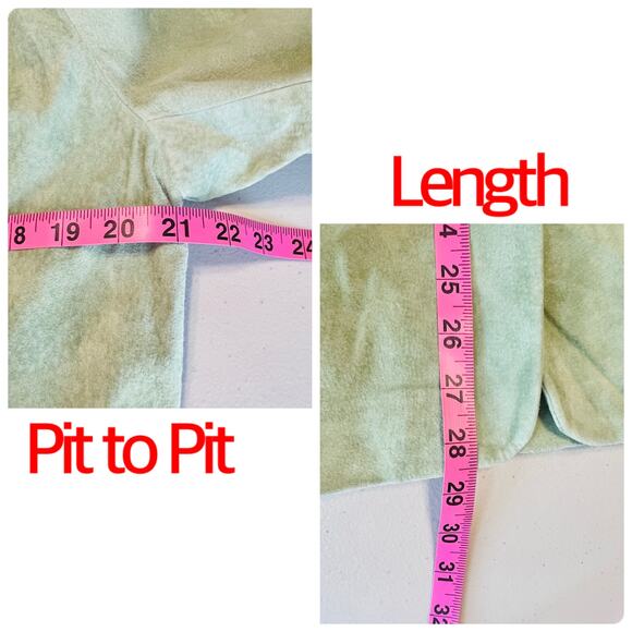 Denim & Co Light Green Suede Leather Lined Mid Length Jacket Coat L NWT - Picture 10 of 12